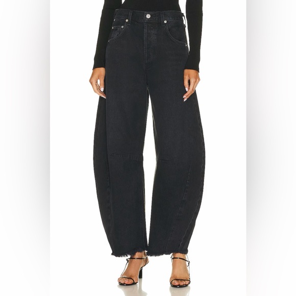 Citizens of Humanity Horseshoe Denim Black Barrel Jean Cropped Organic Cotton 30 - Picture 2 of 15